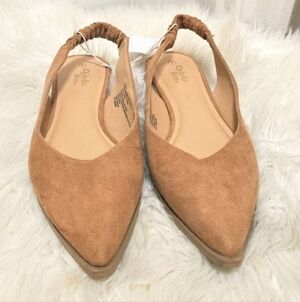 Ophelia Roe Farrah Cognac Sling Back Flat Pointed Toe Loafers Women's Size 9M